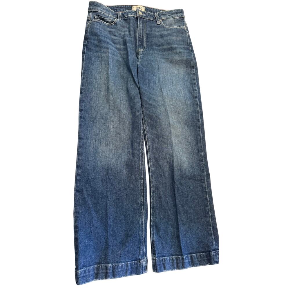 Paige Leenah Ankle High Rise Wide Leg Jeans Womens 29 Blue Denim Casual Hem - Picture 2 of 9
